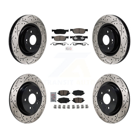 Front Rear Ceramic Pad Coat Drill Slot Disc Brake Rotors Kit For 2022-2023 Acura MDX 3.5L KDA-103050