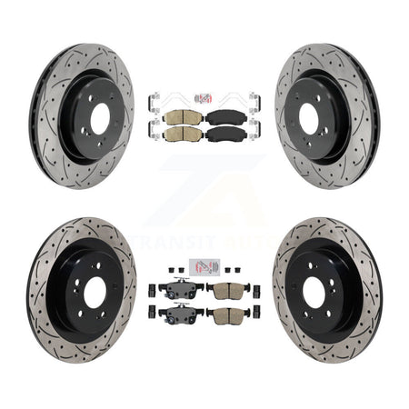 Front Rear Ceramic Pad Coat Drill Slot Disc Brake Rotors Kit For 2021-2023 Acura TLX 2.0L KDA-103051