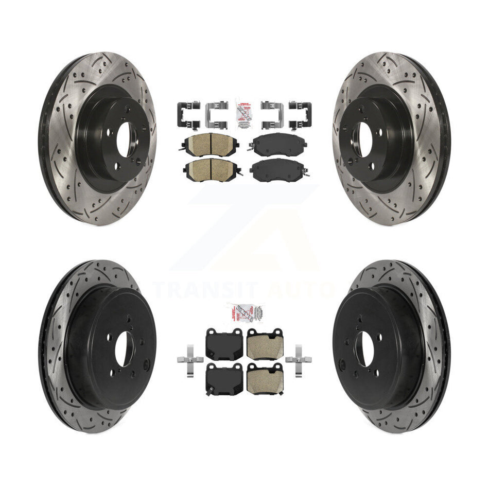 Front Ceramic Rear Semi-Metallic Pad Coat Drill Slot Disc Brake Rotors Kit For Subaru BRZ KDA-103056