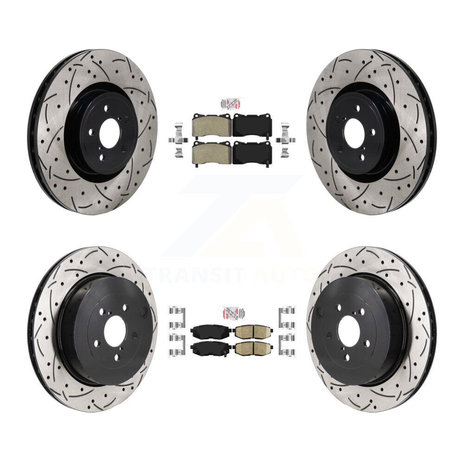 Front Semi-Metallic Rear Ceramic Pad Drill Slot Brake Rotors Kit For 2017 Subaru BRZ Base KDA-103057
