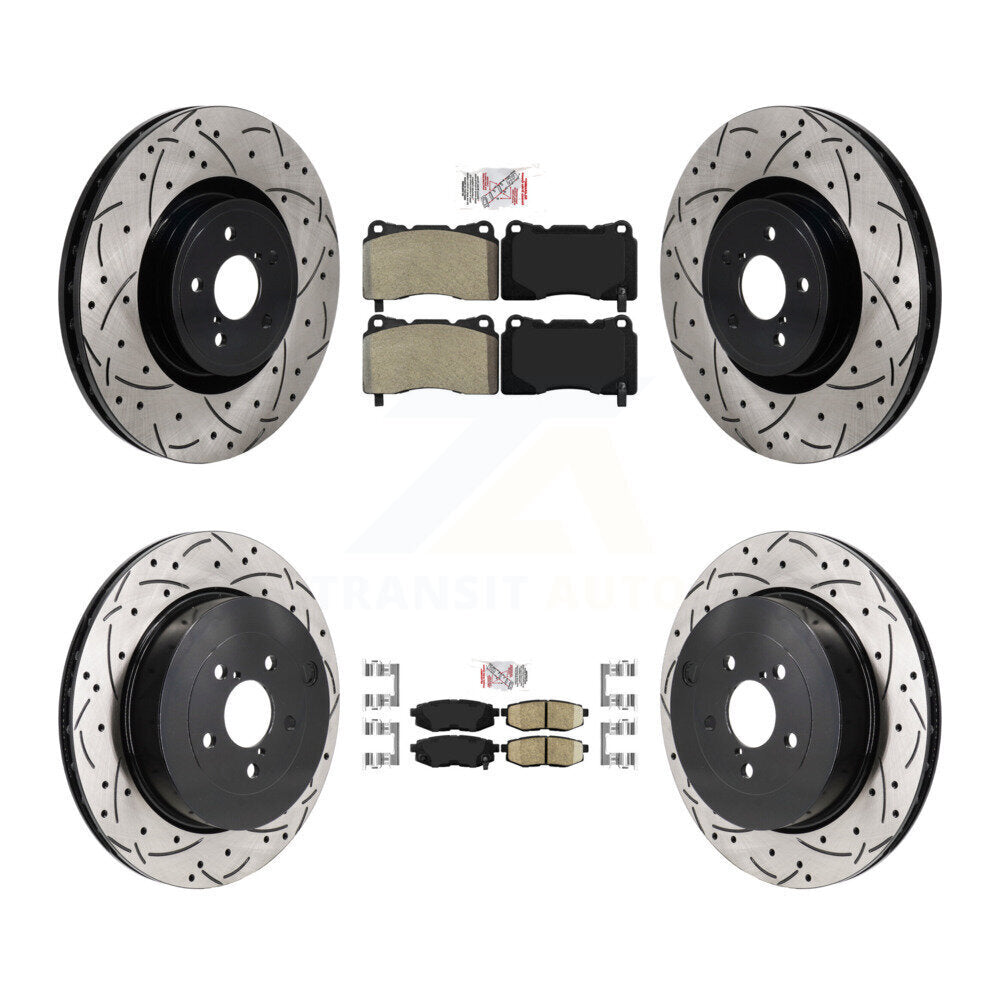 Front Semi-Metallic Rear Ceramic Pad Drill Slot Brake Rotors Kit For 2017 Subaru BRZ Base KDA-103059