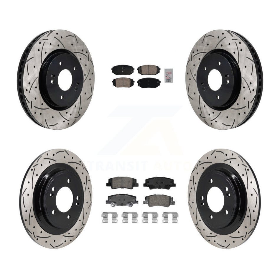 Front Rear Ceramic Pad Drilled Slot Disc Brake Rotors Kit For Hyundai Tucson Kia Sportage KDA-103063