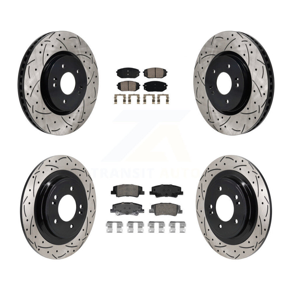 Front Rear Ceramic Pad Drilled Slot Disc Brake Rotors Kit For Hyundai Tucson Kia Sportage KDA-103063