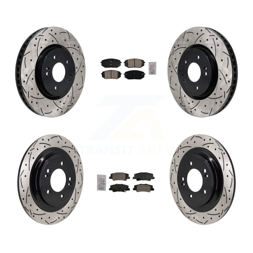 Front Rear Ceramic Pad Drilled Slot Disc Brake Rotors Kit For Hyundai Tucson Kia Sportage KDA-103064