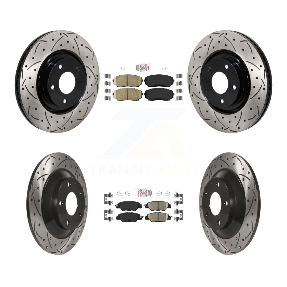 Front Rear Ceramic Pad Drilled Slot Brake Rotor Kit For 2019-2024 Mazda CX-5 Turbocharged KDA-103065