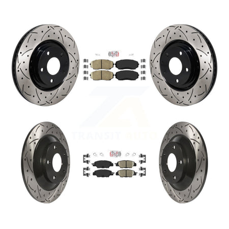 Front Rear Ceramic Pad Drilled Slot Brake Rotor Kit For 2019-2024 Mazda CX-5 Turbocharged KDA-103065
