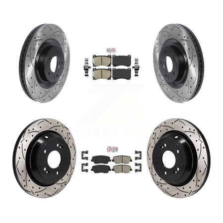 Front Rear Ceramic Pad Coated Drilled Slotted Disc Brake Rotor Kit For 2011 Hyundai Equus KDA-103080
