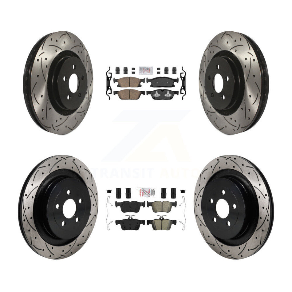 Front Ceramic Rear Semi-Metallic Pad Drill Slot Disc Brake Rotor Kit For Lincoln Nautilus KDA-103087