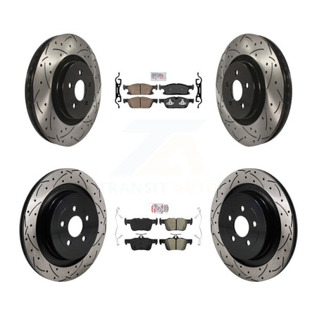 Front Ceramic Rear Semi-Metallic Pad Drill Slot Disc Brake Rotor Kit For Lincoln Nautilus KDA-103089