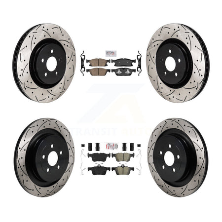 Front Ceramic Rear Semi-Metallic Pad Coated Drill Slot Disc Brake Rotor Kit For Ford Edge KDA-103090