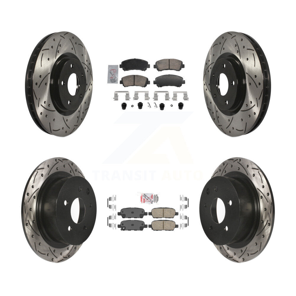 Front Rear Ceramic Pad Drill Slot Brake Rotor Kit For 2007-2012 Nissan Sentra SE-R Spec V KDA-103098