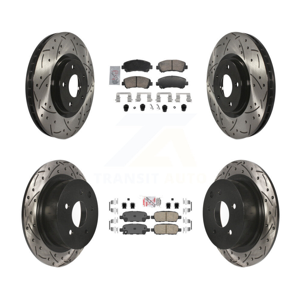 Front Rear Ceramic Pad Drill Slot Brake Rotor Kit For 2007-2012 Nissan Sentra SE-R Spec V KDA-103099