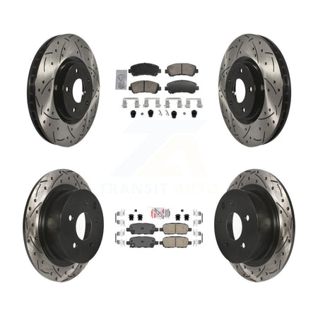 Front Rear Ceramic Pad Drill Slot Brake Rotor Kit For 2007-2012 Nissan Sentra SE-R Spec V KDA-103099