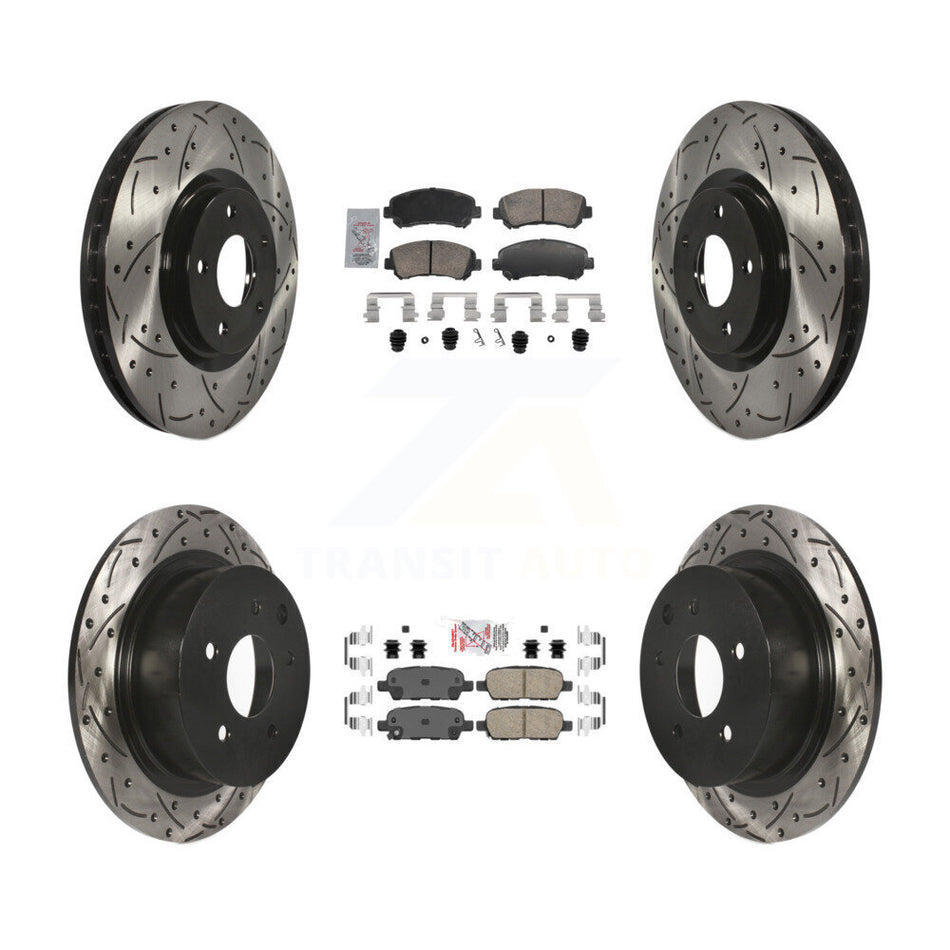 Front Rear Ceramic Pad Drill Slot Brake Rotor Kit For 2007-2012 Nissan Sentra SE-R Spec V KDA-103099