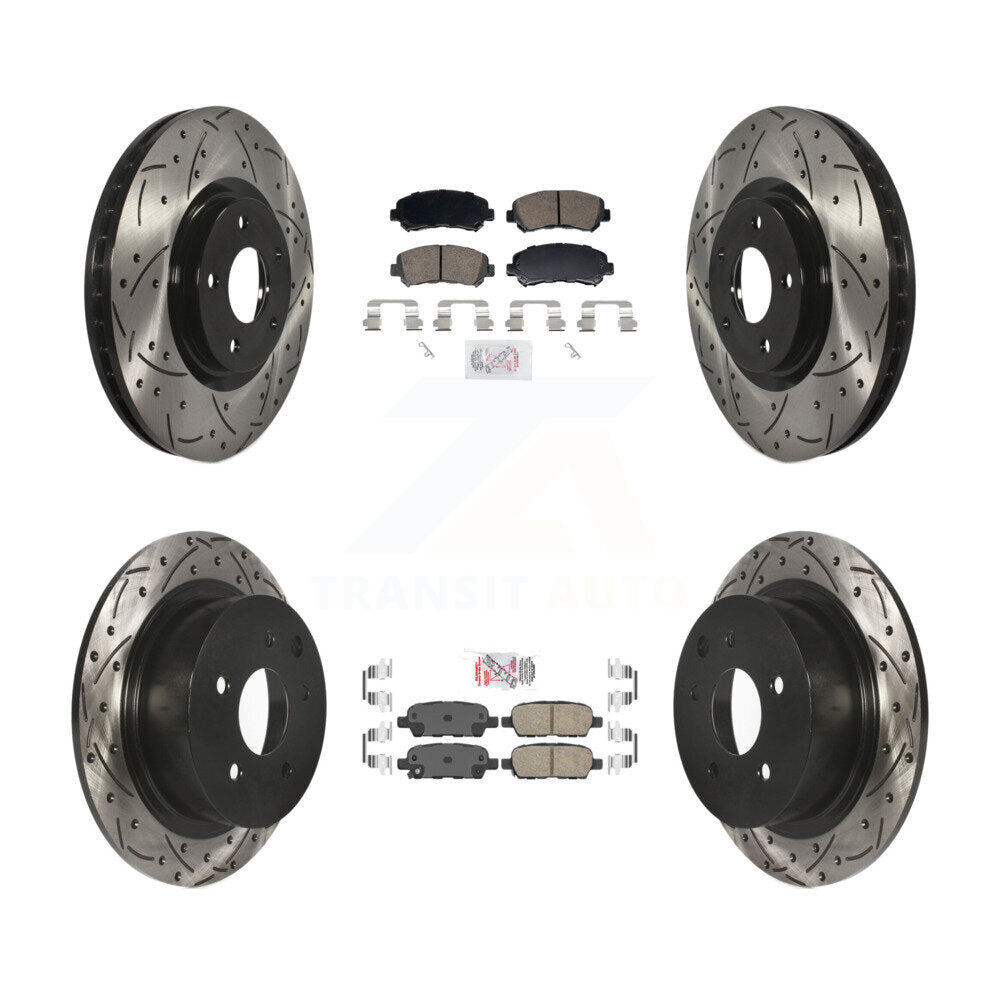 Front Rear Ceramic Pad Drill Slot Brake Rotor Kit For 2007-2012 Nissan Sentra SE-R Spec V KDA-103100
