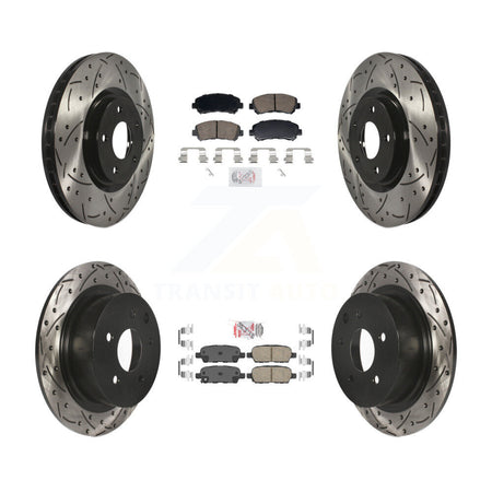 Front Rear Ceramic Pad Drill Slot Brake Rotor Kit For 2007-2012 Nissan Sentra SE-R Spec V KDA-103100