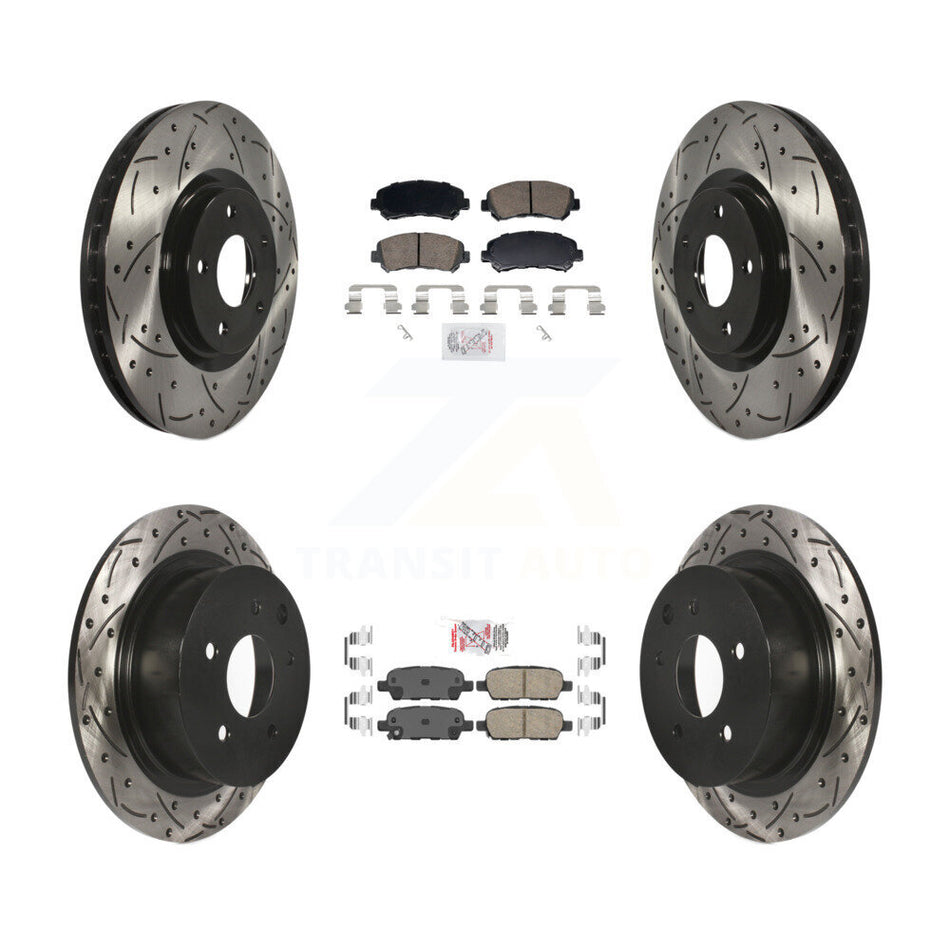 Front Rear Ceramic Pad Drill Slot Brake Rotor Kit For 2007-2012 Nissan Sentra SE-R Spec V KDA-103100