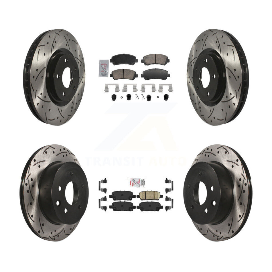 Front Rear Ceramic Pad Drill Slot Disc Brake Rotor Kit For 2014-2017 Nissan Juke Nismo RS KDA-103102