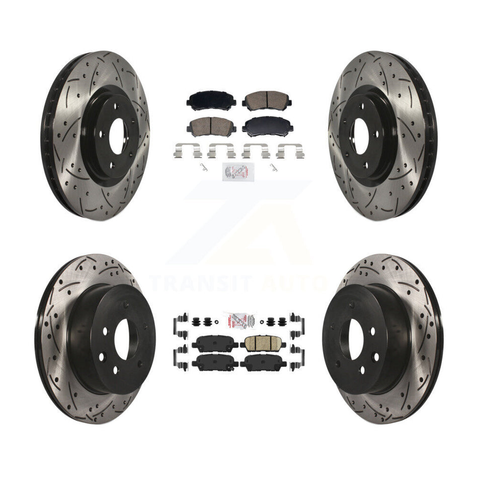 Front Rear Ceramic Pad Drill Slot Disc Brake Rotor Kit For 2014-2017 Nissan Juke Nismo RS KDA-103105