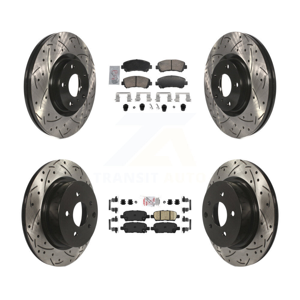 Front Rear Ceramic Pad And Coated Drilled Slotted Disc Brake Rotors Kit For Nissan Maxima KDA-103107