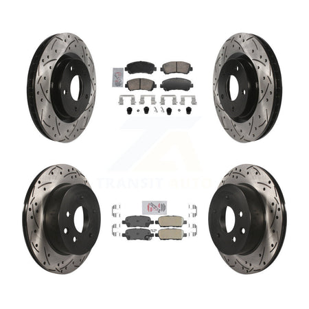 Front Rear Ceramic Pad & Coated Drilled Slot Disc Brake Rotor Kit For Nissan Rogue Select KDA-103110