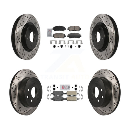 Front Rear Ceramic Pad & Coated Drilled Slot Disc Brake Rotor Kit For Nissan Rogue Select KDA-103111