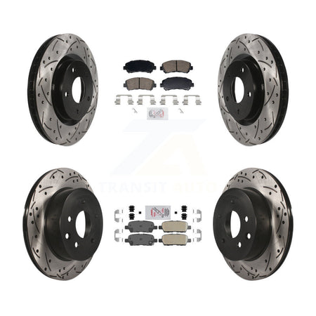 Front Rear Ceramic Pad & Coated Drilled Slot Disc Brake Rotor Kit For Nissan Rogue Select KDA-103113
