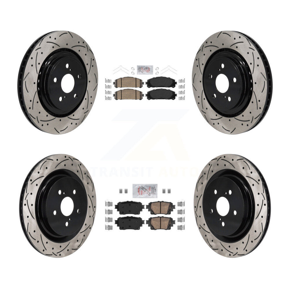 Front Rear Ceramic Pad Drilled Slot Disc Brake Rotors Kit For 2020-2023 Toyota Highlander KDA-103117