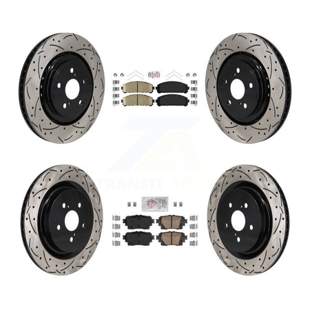 Front Rear Ceramic Pad Drilled Slot Disc Brake Rotors Kit For 2020-2022 Toyota Highlander KDA-103122