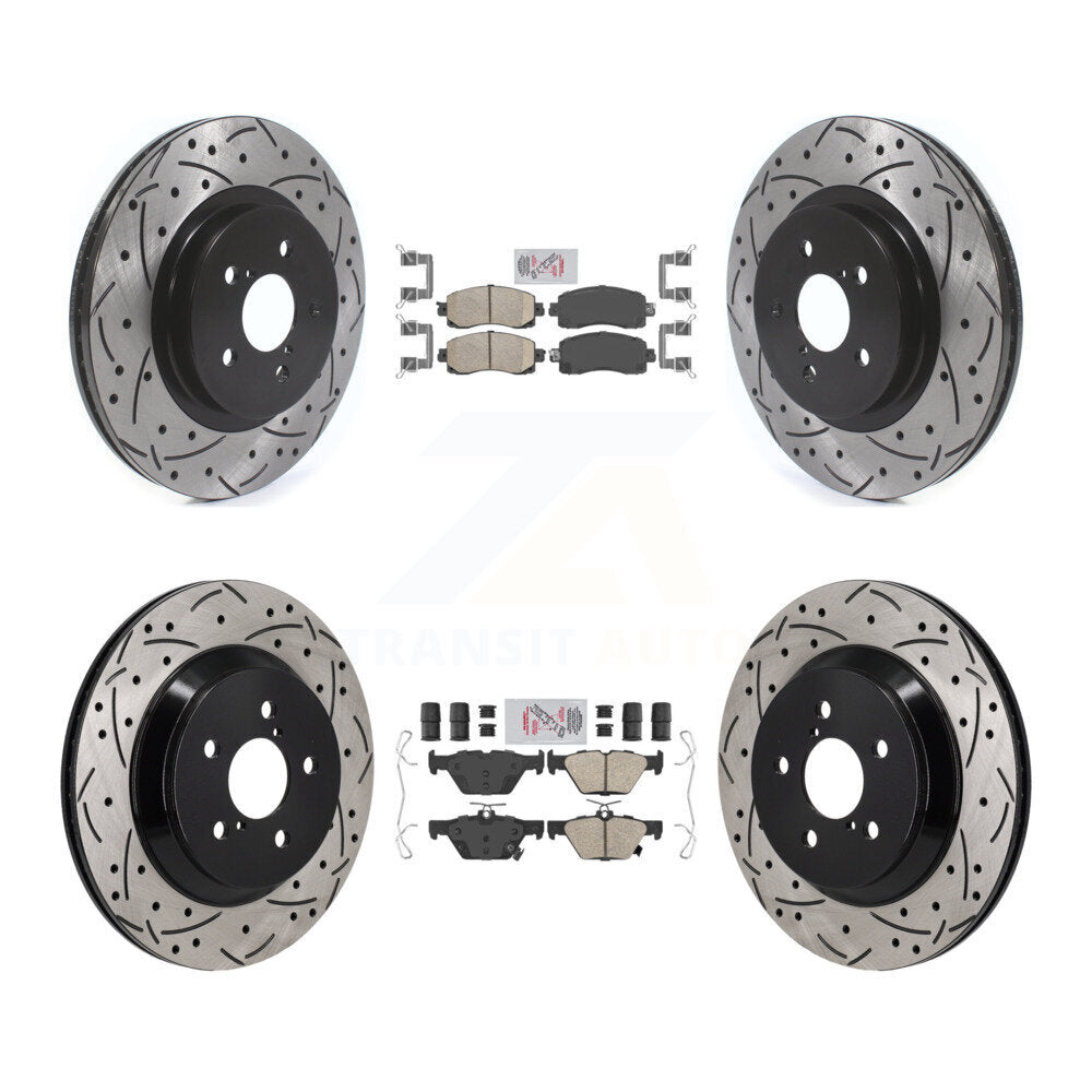 Front Rear Ceramic Pad & Coated Drilled Slotted Disc Brake Rotor Kit For Subaru Crosstrek KDA-103135