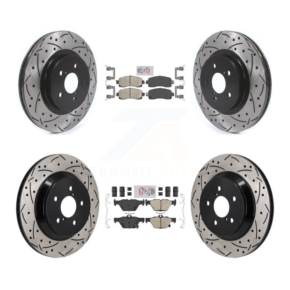 Front Rear Ceramic Pad & Coated Drilled Slotted Disc Brake Rotor Kit For Subaru Crosstrek KDA-103135