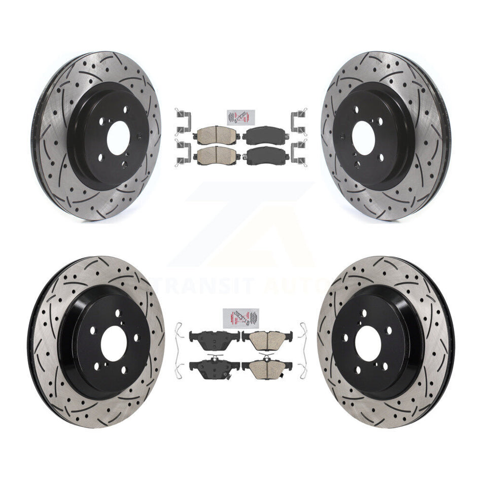 Front Rear Ceramic Pad & Coated Drilled Slotted Disc Brake Rotor Kit For Subaru Crosstrek KDA-103136