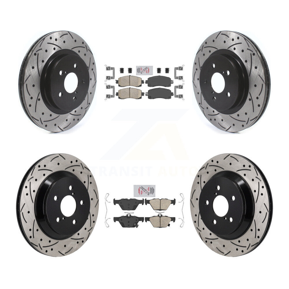 Front Rear Ceramic Pad & Coated Drilled Slotted Disc Brake Rotor Kit For Subaru Crosstrek KDA-103138