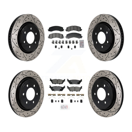 Front Rear Semi-Metallic Pad Drill Slot Brake Rotor Kit For Ford F-150 Expedition Lincoln KDA-103139