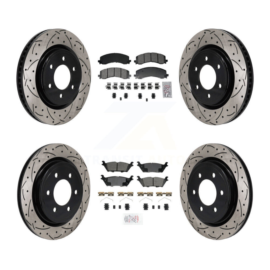 Front Rear Semi-Metallic Pad Drill Slot Brake Rotor Kit For Ford F-150 Expedition Lincoln KDA-103139
