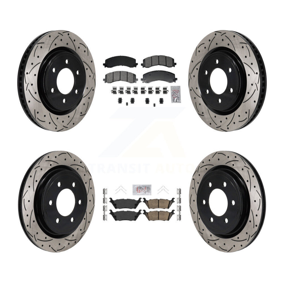 Front Semi-Metallic Rear Ceramic Pad Drill Slot Brake Rotor Kit For Ford F-150 Expedition KDA-103140