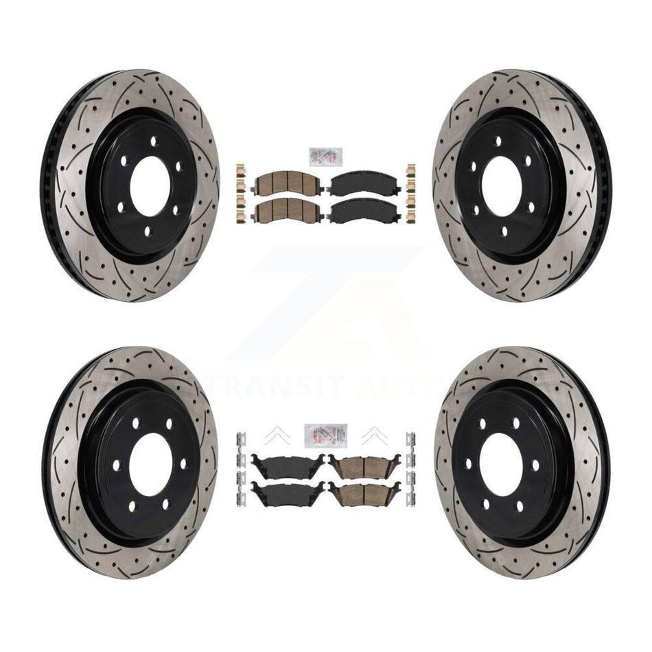 Front Rear Ceramic Pad Drill Slot Disc Brake Rotors Kit For Ford F-150 Expedition Lincoln KDA-103142