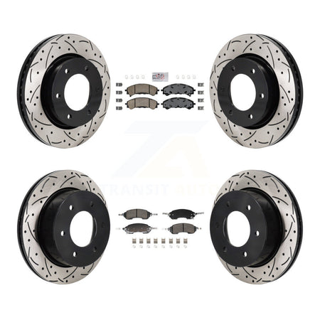 Front Rear Ceramic Pads And Coated Drilled Slotted Disc Brake Rotors Kit For Ford Bronco KDA-103145