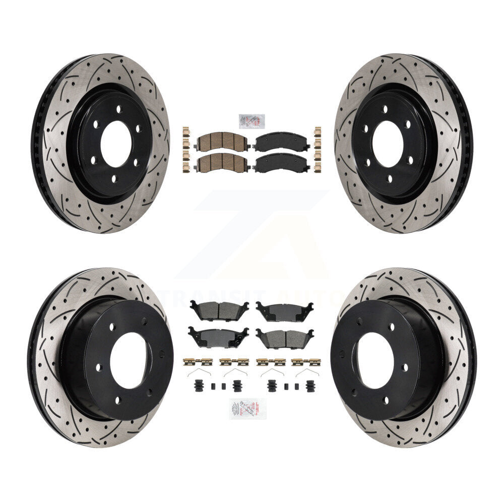 Front Ceramic Rear Semi-Metallic Pad Drill Slot Disc Brake Rotor Kit For Ford Bronco 3.0L KDA-103146