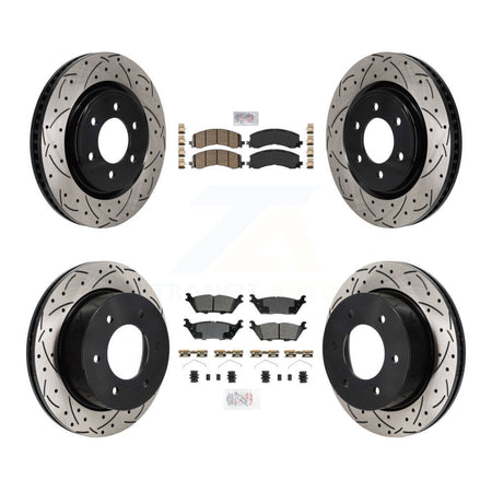 Front Ceramic Rear Semi-Metallic Pad Drill Slot Disc Brake Rotor Kit For Ford Bronco 3.0L KDA-103146