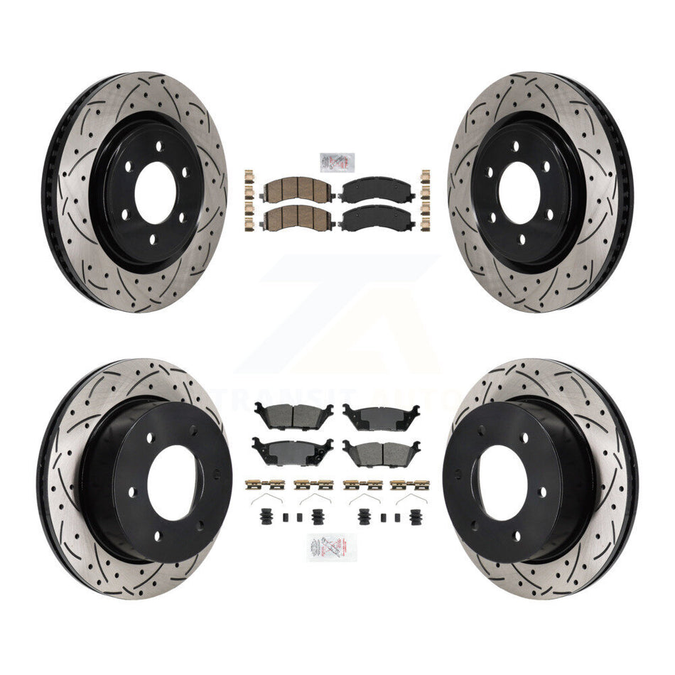 Front Ceramic Rear Semi-Metallic Pad Drill Slot Disc Brake Rotor Kit For Ford Bronco 3.0L KDA-103146