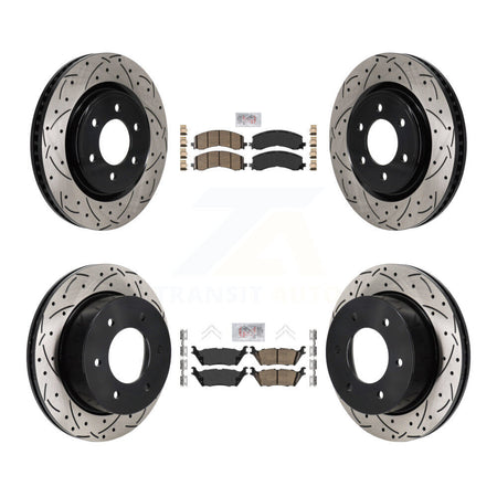 Front Rear Ceramic Pad & Drilled Slot Disc Brake Rotor Kit For 2022-2023 Ford Bronco 3.0L KDA-103147