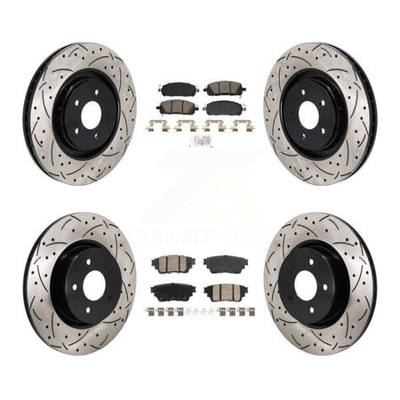 Front Rear Ceramic Pad Drilled Slot Brake Rotors Kit For Mitsubishi Outlander Nissan QX60 KDA-103148