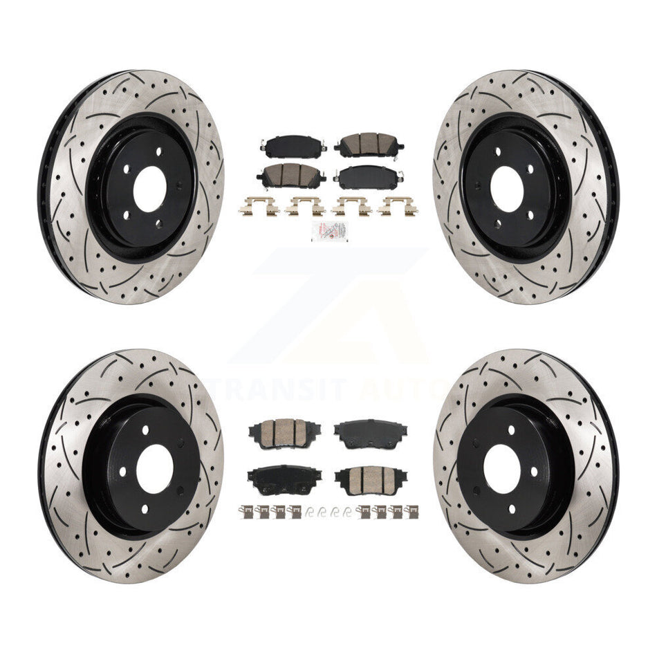 Front Rear Ceramic Pad Drilled Slot Brake Rotors Kit For Mitsubishi Outlander Nissan QX60 KDA-103148
