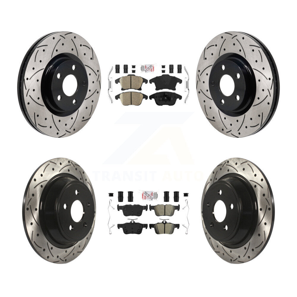 Front Ceramic Rear Semi-Metallic Pad Drill Slot Disc Brake Rotor Kit For Lincoln MKZ 2.0L KDA-103151