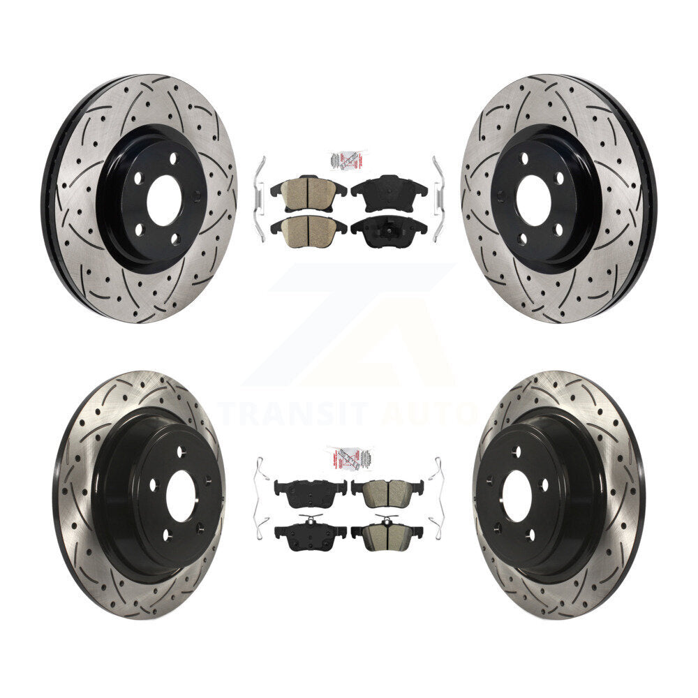 Front Ceramic Rear Semi-Metallic Pad Drill Slot Disc Brake Rotor Kit For Lincoln MKZ 2.0L KDA-103152