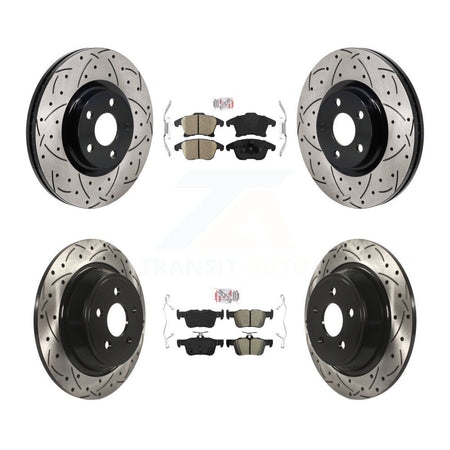 Front Ceramic Rear Semi-Metallic Pad Drill Slot Disc Brake Rotor Kit For Lincoln MKZ 2.0L KDA-103152