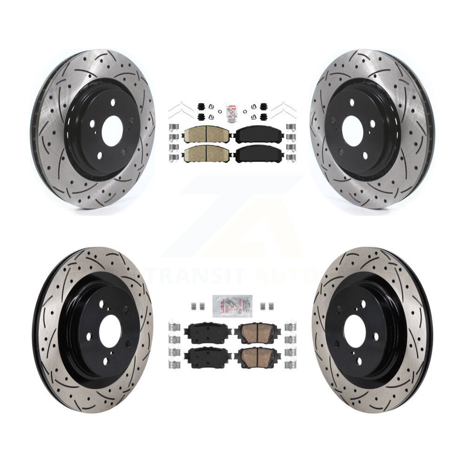 Front Rear Ceramic Pad Drilled Slot Disc Brake Rotor Kit For 2022-2023 Lexus NX350h NX350 KDA-103157