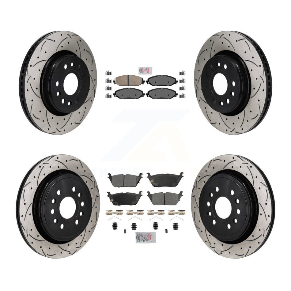 Front Ceramic Rear Semi-Metallic Pad Drill Slot Brake Rotor Kit For Ram 1500 Jeep Grand L KDA-103159
