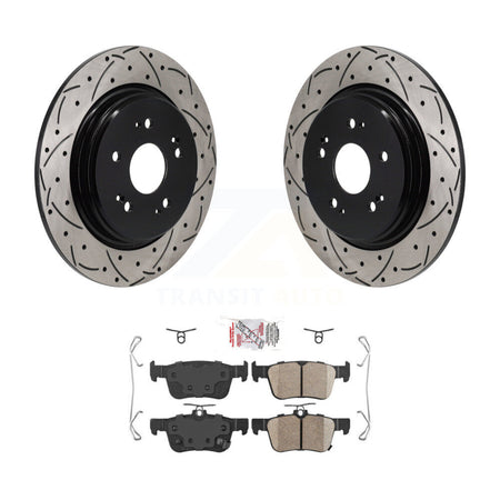 Rear Coated Drilled Slotted Disc Brake Rotors And Ceramic Pad Kit For 2019-2021 Acura RDX KDA-103176